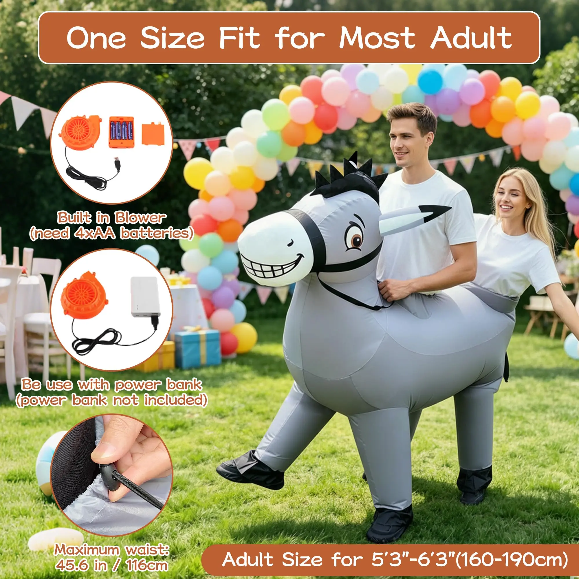Women's Polyester Inflatable Costumes - Easily Inflated Donkey Duo, Winx Pearl Dazzle, Cheap Lion Fursuit, Hooded Owl, Partial Skeleton Suits for 2025 Halloween, Birthday, Casual Wear