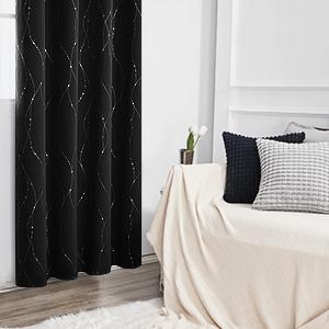 Deconovo Blackout Curtains (2 Panels) Grommet Dots Pattern for Bedroom, Living Room - Thermal Insulated Window Curtains lightblocking curtains