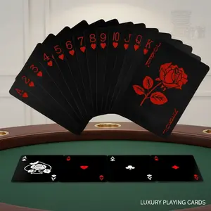 Waterproof Playing Cards PVC Deck with Unique Pattern and Flower Back Design for Party Games and Magic  Compact Finger Poker Playing Cards Set