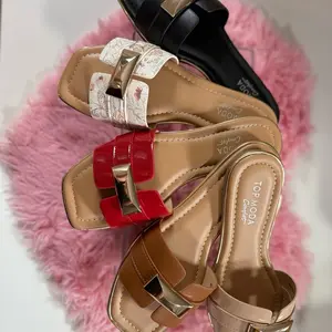 MOANA Comfort Slide Sandals with Gold Buckle Women Summer Flat Elegant Casual