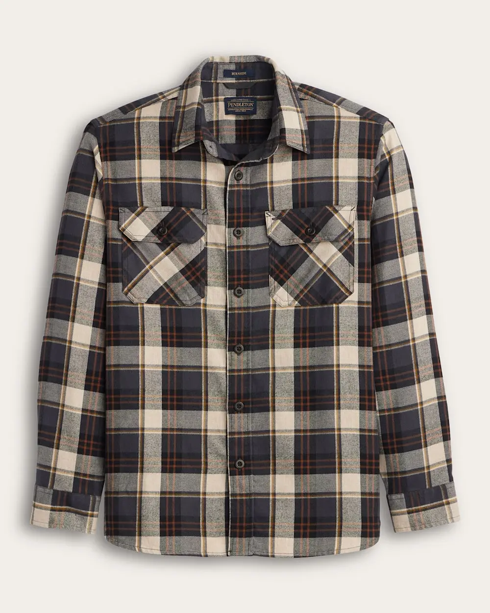 Pendleton Men's Burnside Flannel Shirt in Natural/Charcoal plaid