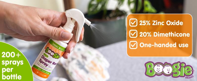 Boogie No-Rub Diaper Rash Spray 1.7 oz – Touch-Free Zinc Oxide Protection for Sensitive Baby Skin (200+ Sprays)