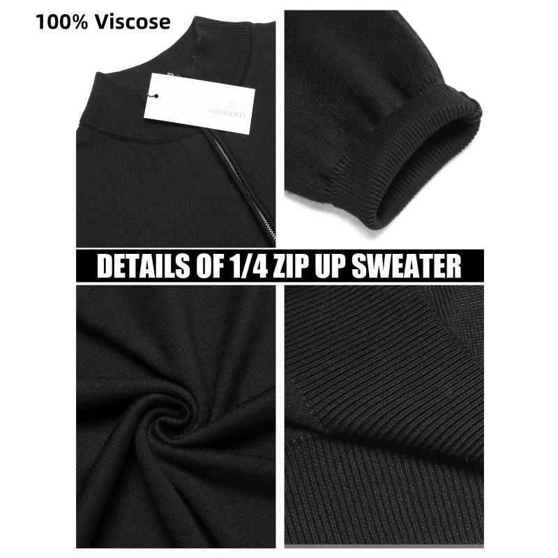 COOFANDY Fall Outfits Thin Men's Quarter Zip Up Sweaters Slim Fit Lightweight Mock Neck Pullover Casual Polo Sweaters Classic Cotton Long Sleeve Menswear Shirt Classy Shirt Classy  Collar Knitwear Outfit