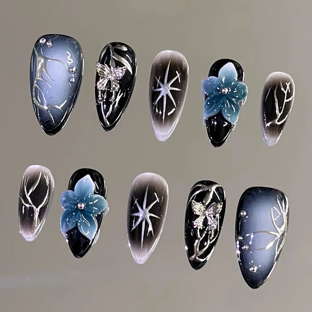 NailVesta STELLAR WHISPER – 100% Handcrafted 3D Press-On Nails | Reusable, Long-Lasting, Salon-Quality
