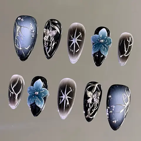NailVesta STELLAR WHISPER – 100% Handcrafted 3D Press-On Nails | Reusable, Long-Lasting, Salon-Quality Manicure Nail Art Manicure Nail Art
