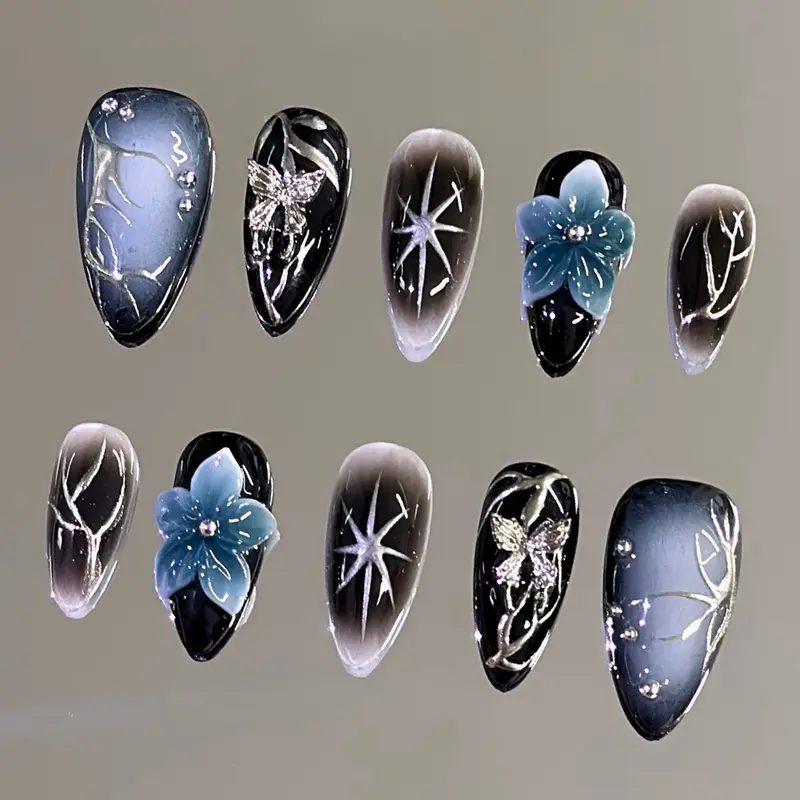 NailVesta STELLAR WHISPER – 100% Handcrafted 3D Press-On Nails | Reusable, Long-Lasting, Salon-Quality Manicure Nail Art Manicure Nail Art