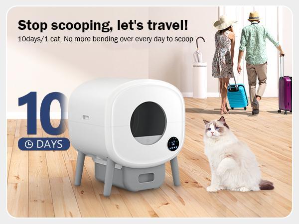 Automatic Cat Litter Box, 95 L Self Cleaning for Multiple Cats, with Safety Protection, App Control,1 Roll Garbage Bags Automatic Cat Litter Box, 95 L Self Cleaning for Multiple Cats, with Safety Protection, App Control,1 Roll Garbage Bags