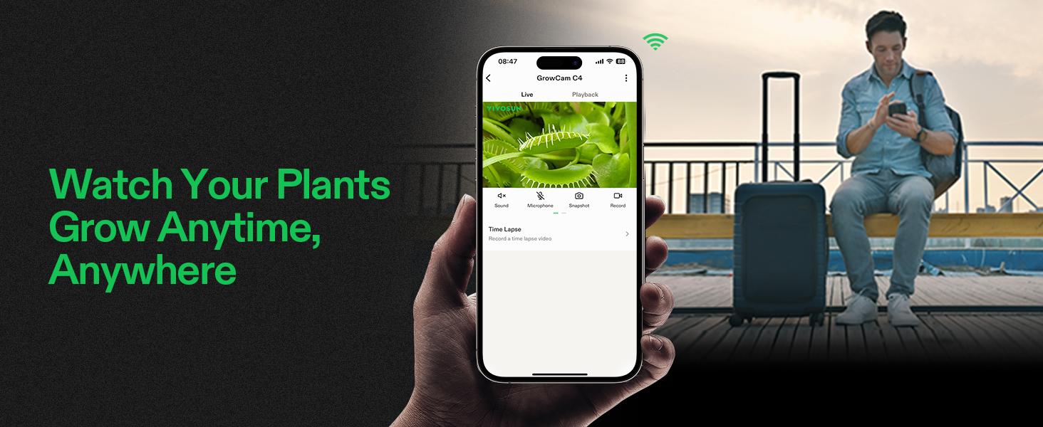 VIVOSUN GrowCam C4, 2K QHD WiFi Smart Camera for Grow Tent & VGrow Smart Grow Box, Timelapse, Night Vision, SD Card Storage, 2-Way Audio, App Control