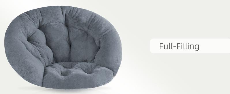 X-Large Faux Fur Saucer Chair Comfy Lounge Chair for Bedroom Living Room, Folding Seat for Teens Adults,Soft Padded and Metal Frame