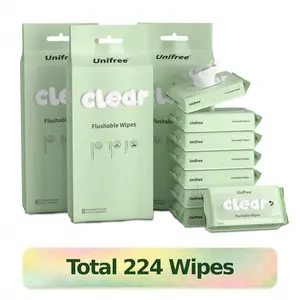 [N] Unifree Flushable Wipes Set, XL Wet Butt Wipes, Gentle Clean, Septic and Sewer Safe, Travel & Portable, Home Essentials
