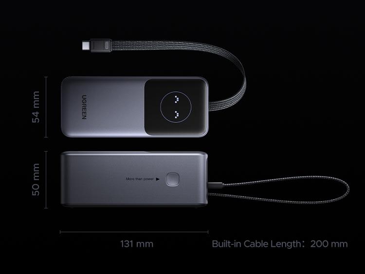 UGREEN Nexode Power Bank 20000mAh 130W Portable Charger Built-in USB C Cable, Pack with TFT Smart Display for MacBook/iPad/iPhone 17 16/Samsung S24 and More ,September Restock，TikTokShopBlackFriday ,TikTokShopJumpstartSale