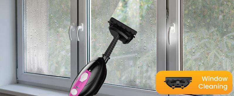 10-in-1 Steam Mop 1550W Detachable Handheld Cleaner for Hardwood Carpet Tile Grout Windows 16FT Cord 2 Washable Pads Multi-Purpose Steamer