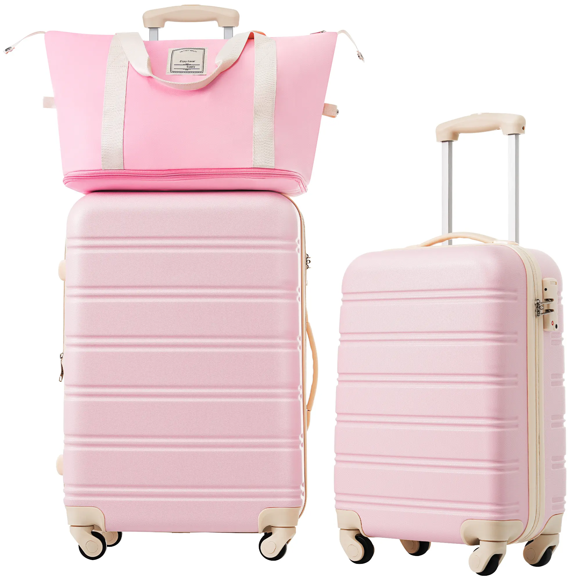 ABS durable hard shell luggage 2-piece set, 20/24 inches with storage bag, silent swivel wheels equipped with TSA lock, lightweight short distance travel artifact, ultra large capacity camping travel suitcase set