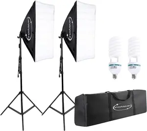 VINGLI Softbox Lighting Kit, Studio Lights with 2 135W Bulbs 5500K Continuous Photography Lighting Kit for Filming Portrait Product Shooting Photography Video Recording