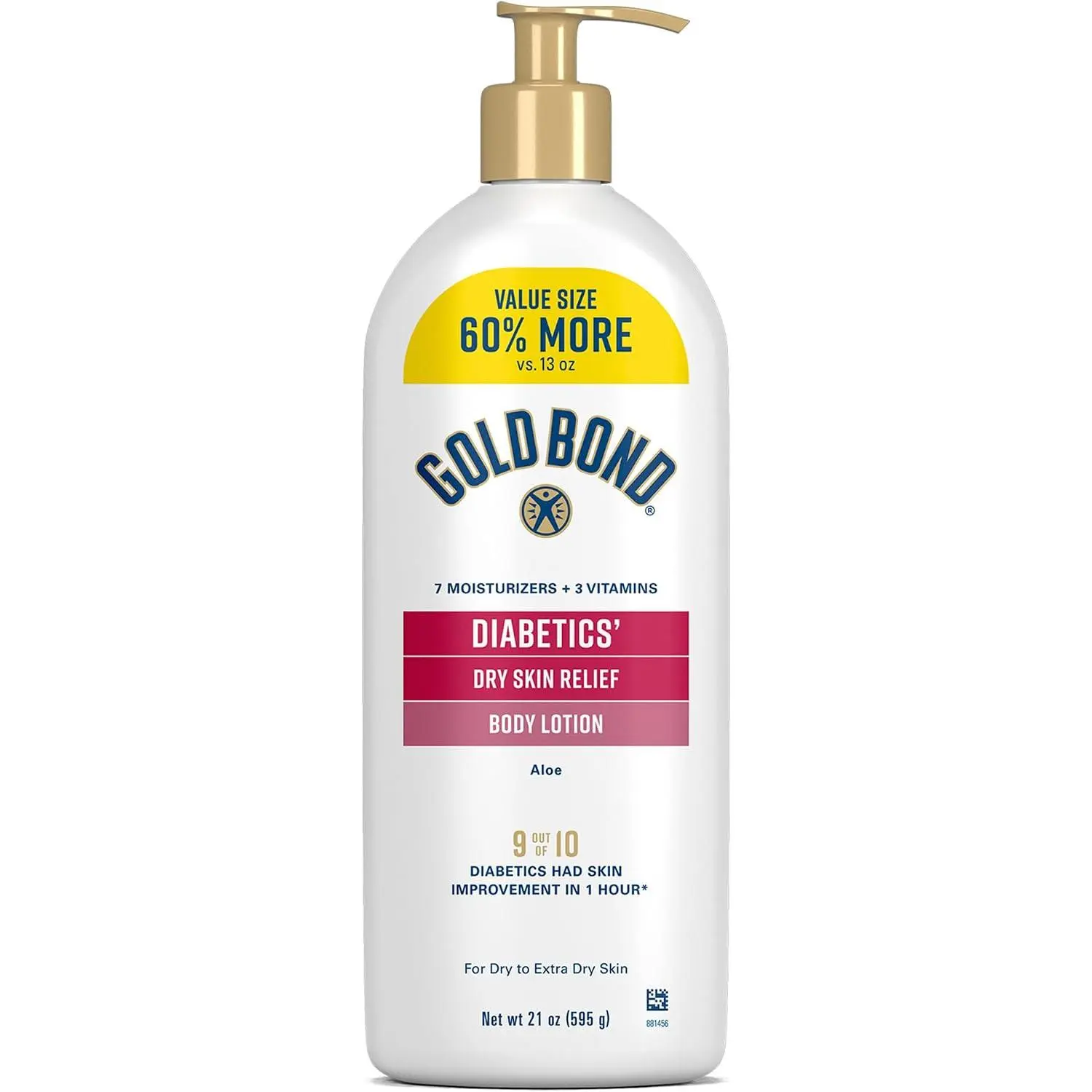 Gold Bond Diabetic Body Lotion - Gentle Daily Body Care Moisturizer with Vitamin E & Aloe, Soothes & Moisturizes Flaky Rough Skin, Value Size, 21oz, Moisturizers, Fragrance-Free