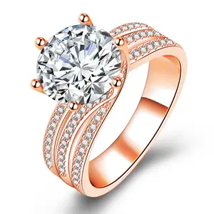 5ct Luxury engamement Ring(White/Gold/Rose) - Set with D-VVS1 moissanite Diamond with GRA,925 Silver plated with 18K gold,Full Diamond Popular Women's wedding Ring,Jewelry J088