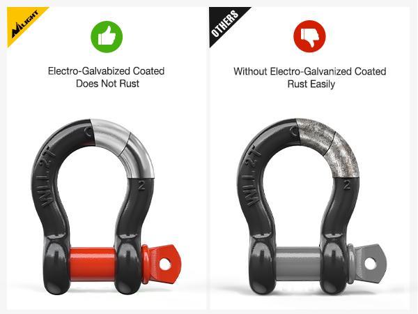 Nilight 2 Pack Small Shackles 1/2" D-Ring Shackle 2 Ton (4409 lbs) Capacity Heavy Duty Off Road Recovery Shackle Kit for Cars and Other Applications for Tie Downs, Black Red