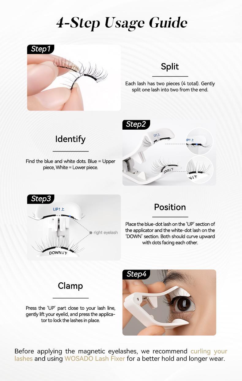 [Wosado] Soft Magnetic Eyelashes All-in-One Box, Reusable, Glue-Free, Waterproof, Lightweight, Natural Style Makeup Cosmetic
