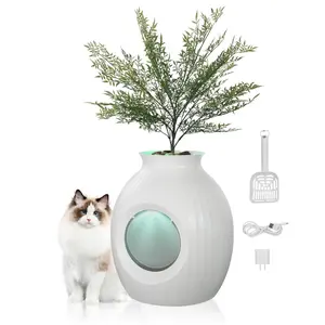 VEVOR Plant Cat Litter Box,  , Smart Odor Control System, Hidden Cat Litter Box with 9.48 in Large Entrance, Lighting Decoration & Sturdy ABS Material, Fit for Living Room/Corner/Outdoor Pool/Patio