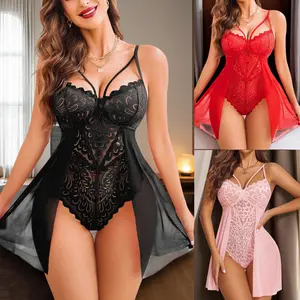 Women's Floral Lace Nightgown, Elegant Romantic Chemise with Adjustable Spaghetti Straps - Soft Sleeveless Sleepwear for Home