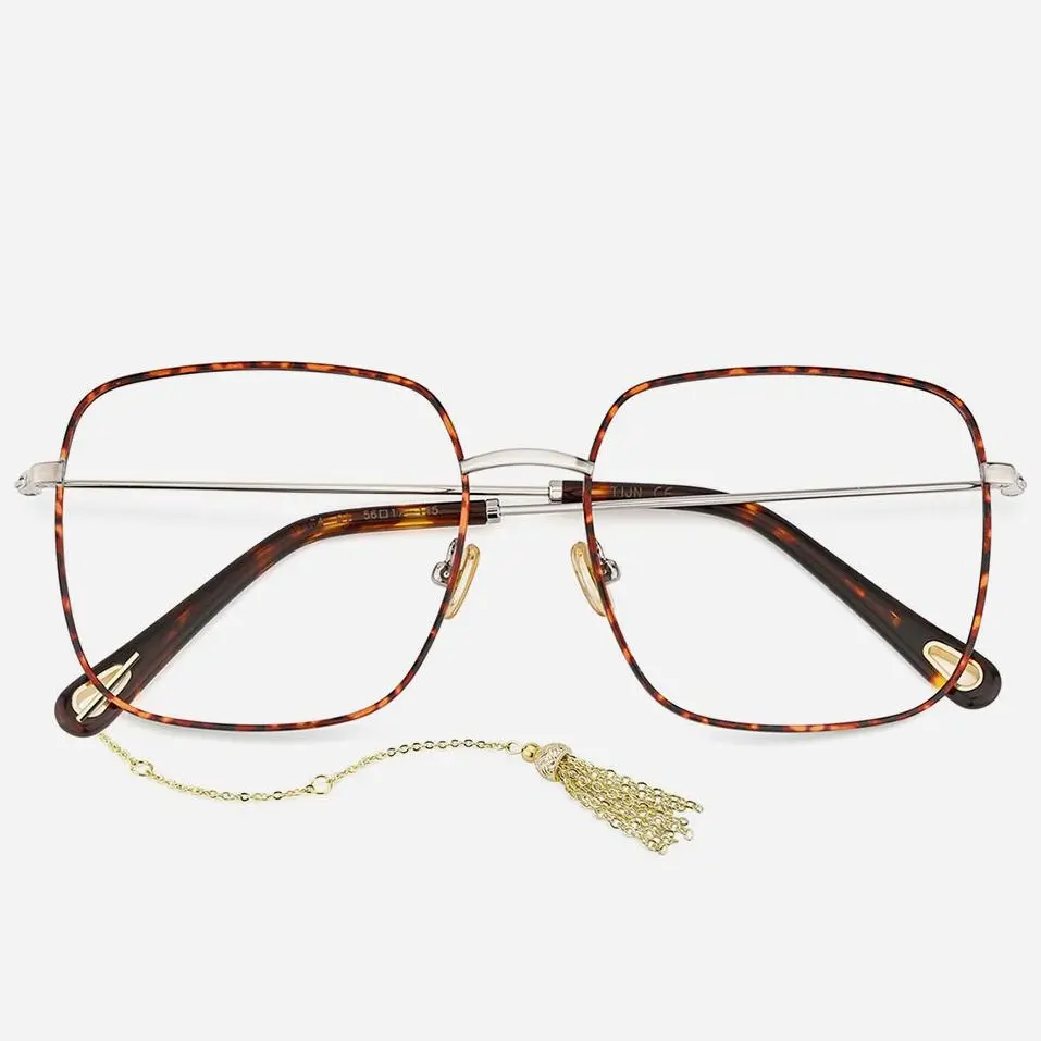 TIJN Ultra-thin Square Glasses for Women Extremely Lightweight Metallic Frame for Male Female Eyeglasses