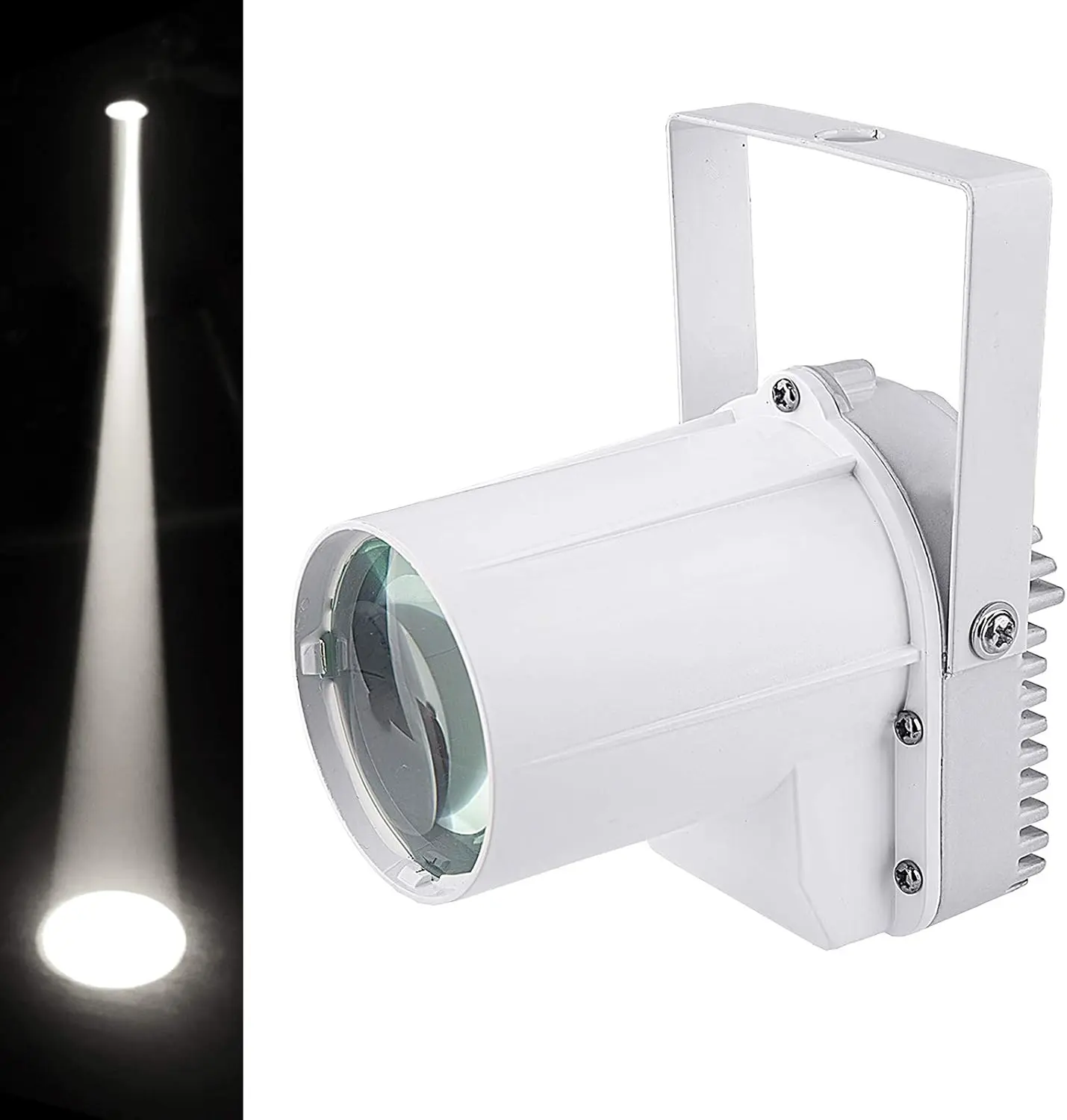 METYONLASER 3W White LED Pinspot Light - ABS Body, Heat Sink, 1.2m Power Cord, Plug-In & Glow, Low Power Consumption, Beam Stability, Truss or Floor Mount, Newbie-Friendly Commercial Indoor Stage LED Light Up for Bars, Weddings