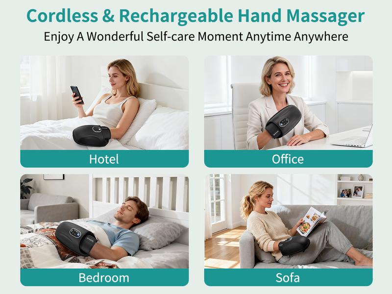 Nekteck Hand Massager with Heat and Compression, 6 Massage Mode, Massage for Wrist, Palm and Finger, Gift for Women Men (Rechargeable)