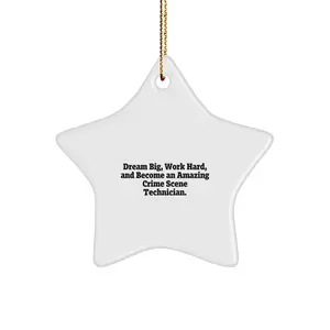 Crime Scene Technician Gifts, Dream Big and Work Hard Star Ornament, Unique Christmas Decorations for Men and Women, Funny Inspirational Quote, Gifts from Friends and Family
