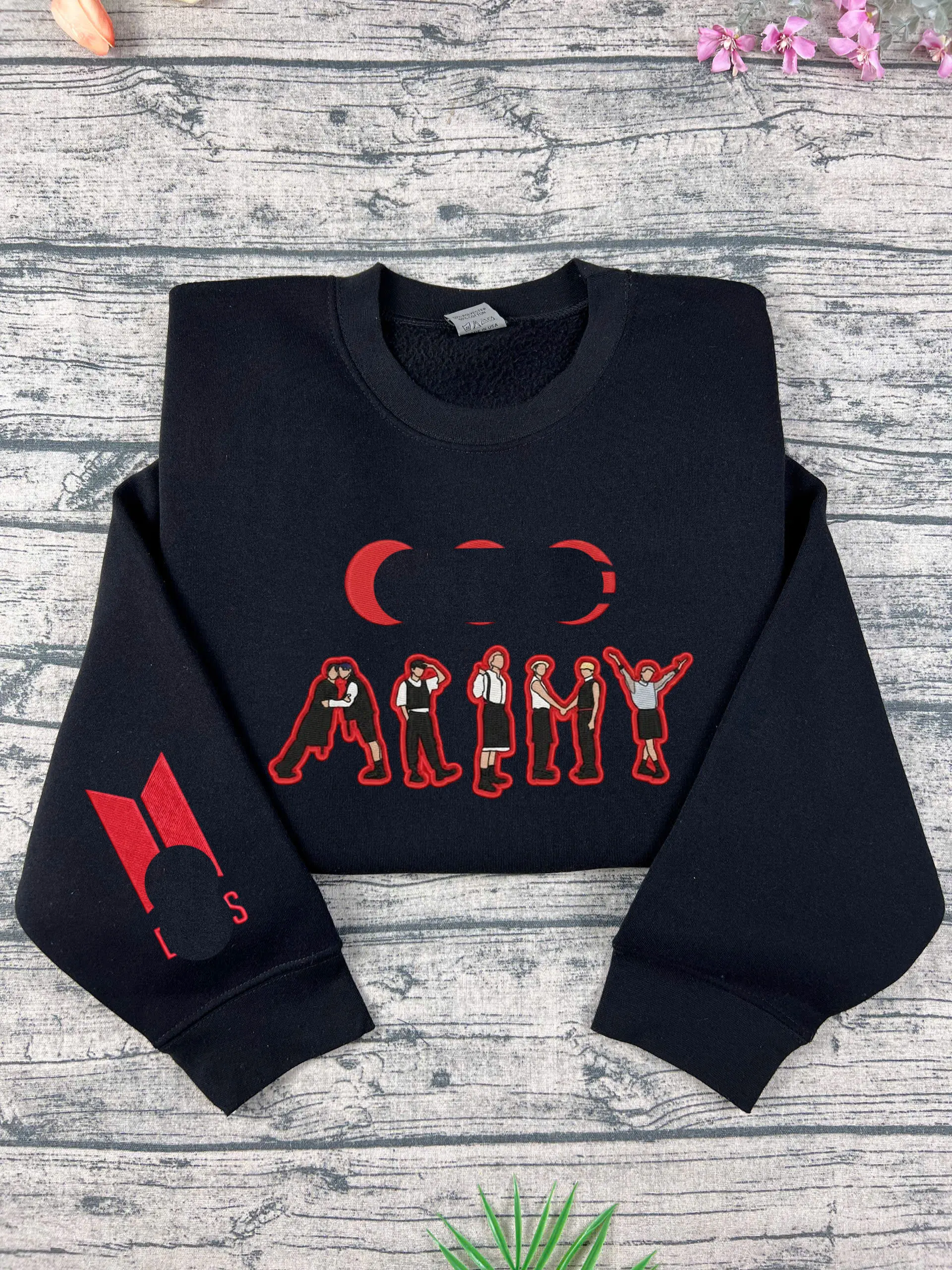 I love ARMY Kpop Comeback Embroidered Sweatshirt/ Hoodie, Fans World Tour Concert Crewneck, K-Pop Album embroidery