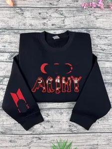 I love ARMY Kpop Comeback Embroidered Sweatshirt/ Hoodie, Fans World Tour Concert Crewneck, K-Pop Album embroidery