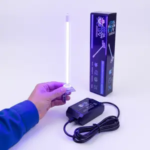 COOL MOON 14" HVAC UV-C Light - 24V 18W Air Handler Maintenance Lamp - Blue Glow AC Coil Cleaner & Odor Neutralizer - Secure Bracket Mount