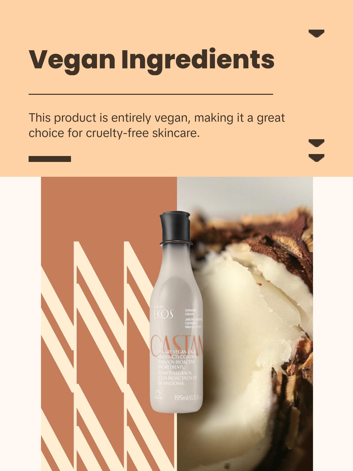 Natura Brazil Nut Creamy Shower Gel, Hydrating Vegan Body Wash Rich in Omega 6 & 9 6.5fl.oz