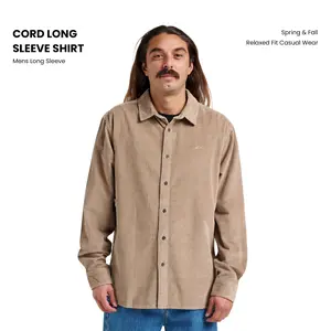 Quiksilver | Cord Long Sleeve Shirt | Men’s | 100% Cotton | Relaxed Fit | Casual Wear for Spring/Fall | Top