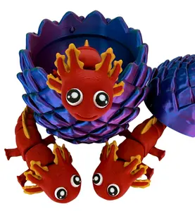 Axocutie 3D Printed Articulated Axolotl Fidget Toy - Satisfying Desk Buddy with Interactive Container for Gifting & Collecting