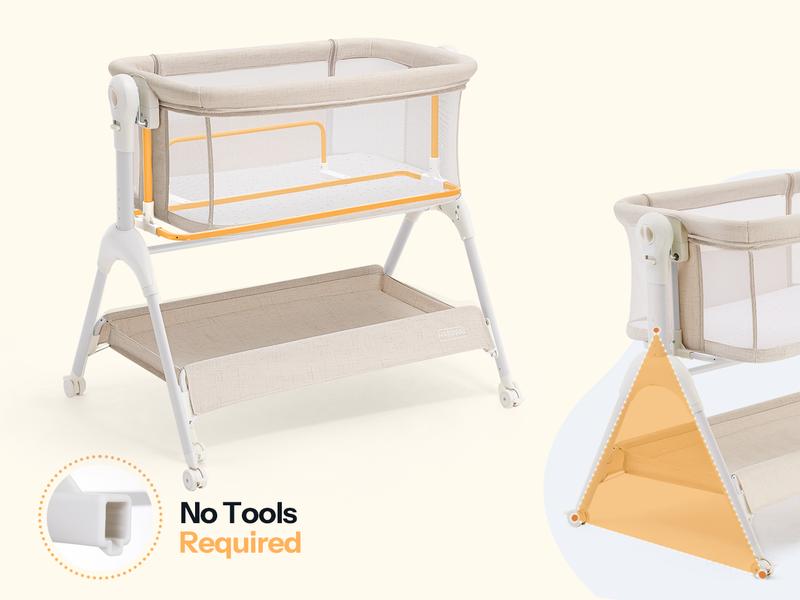 HARPPA Baby Bassinet 3-in-1 Rocking Cuddly Sway & Bedside storage Sleeper with Mattress Cover No Sheet for Cozy Nights Unisex Design Portable Sleeping Cot toddler bed