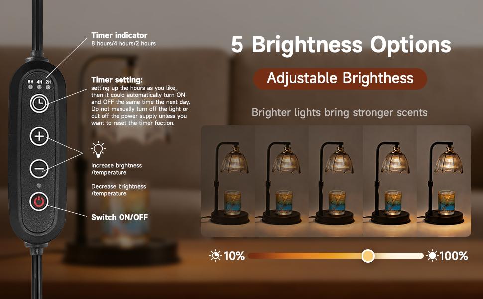 Candle Warmer Lamp with Timer & Adjustable Height - Electric Wax Melt Warmer for Scented Jar Candles - Dimmable Aesthetic Room Decor - House Warming Gifts New Home, Birthday Gifts for Women Mom
