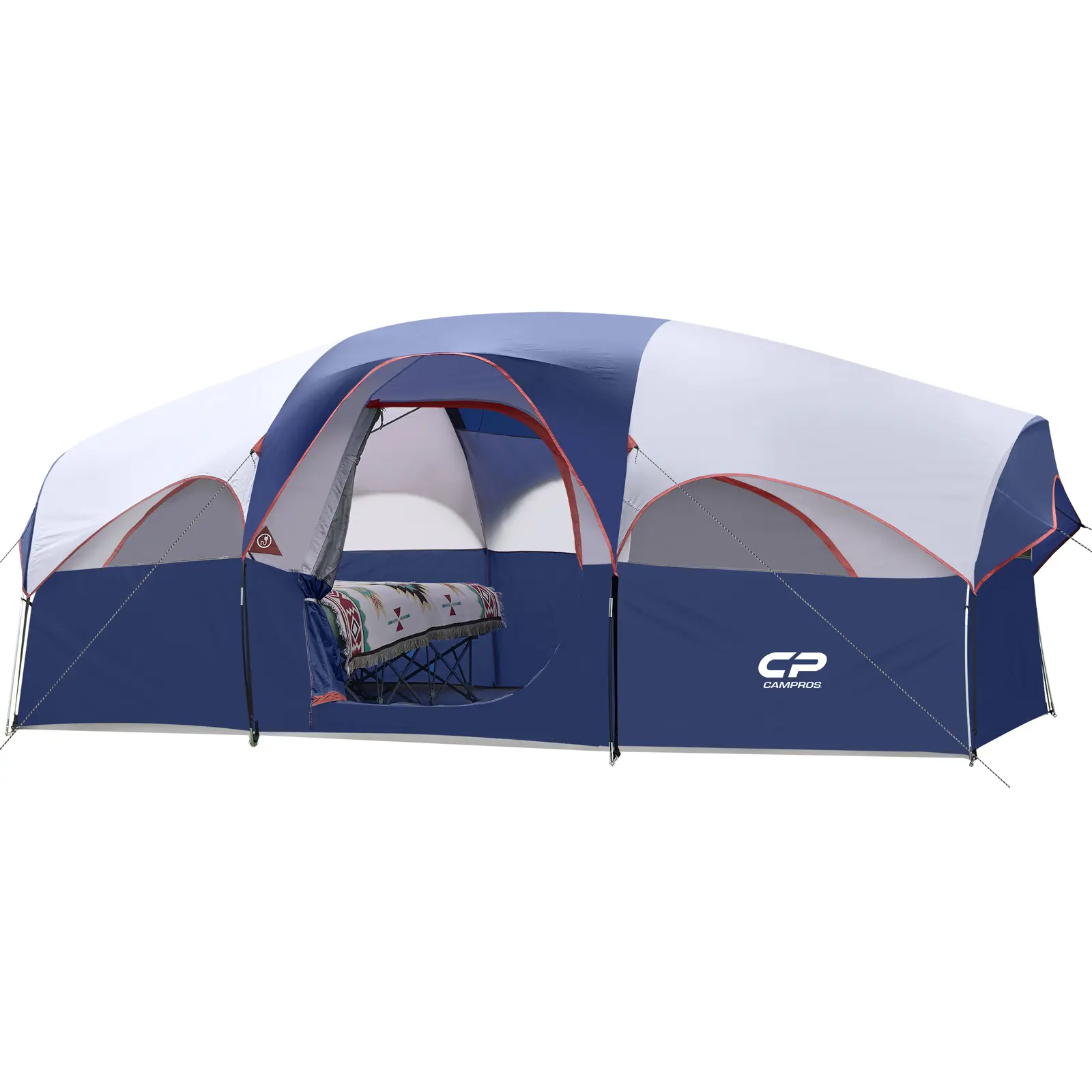 CAMPROS CP Tent 8 Person Camping Tents, Weather Resistant Family Tent, 5 Large Mesh Windows, Double Layer, Divided Curtain for Separated Room, Portable with Carry Bag