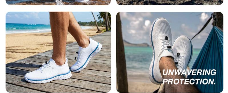 ALEADER Men's Sporty Water Shoes for Beach Pool Water Sports & Outdoor Adventure with Stretch  Knit Upper & Multi-Port Drainage