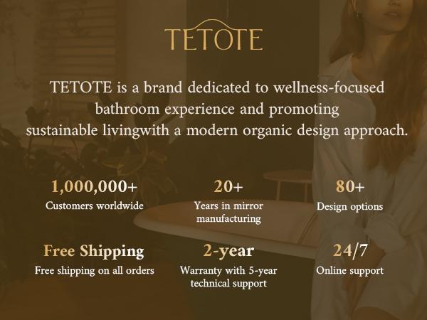 TETOTE LED Bathroom Mirror with Front & Back Lights, Stepless Dimming, 3 Light Colors, Anti-Fog & Smart Memory, Shatterproof Tempered Glass, Plug-in/Hardwired