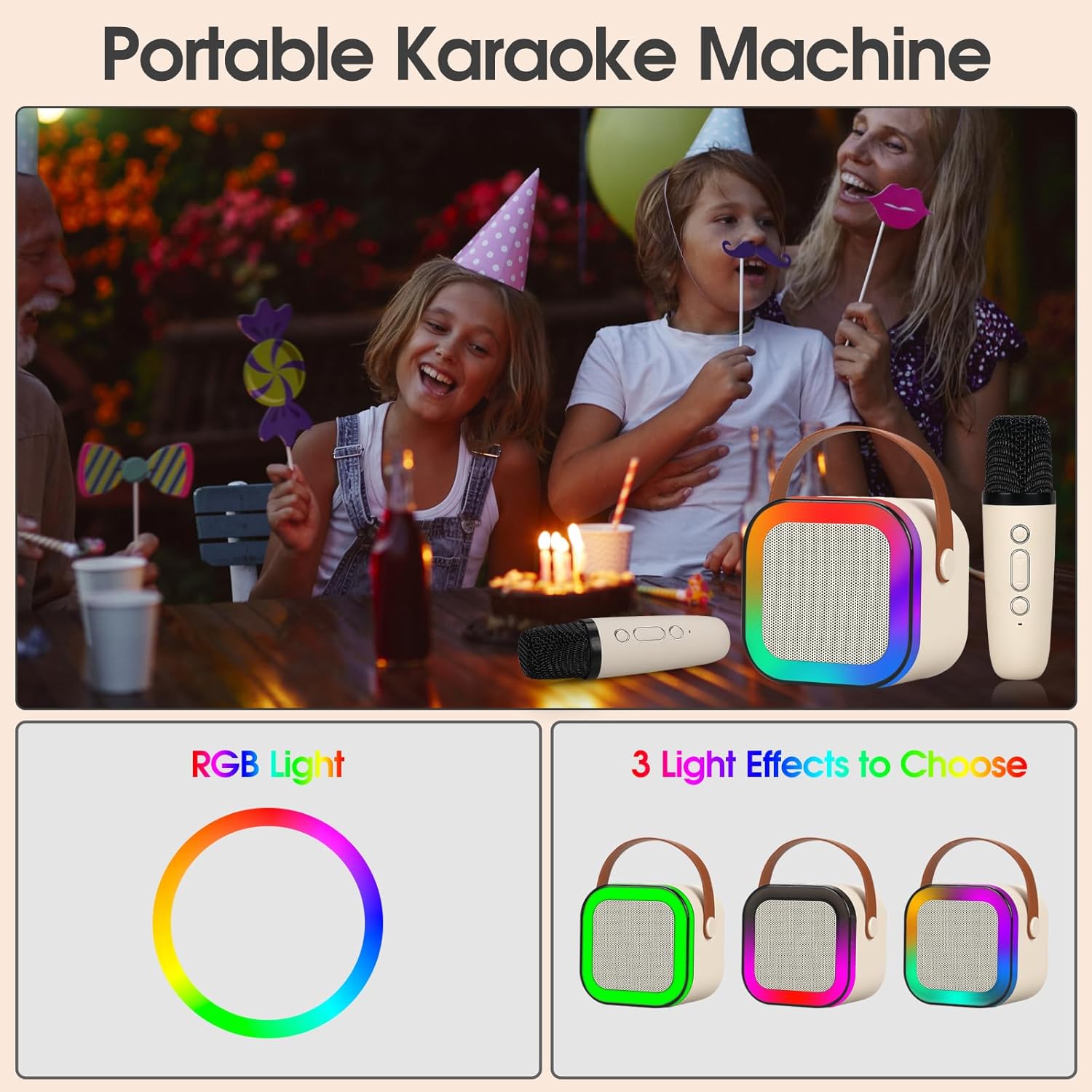 Portable Wireless Karaoke Speaker with Wireless Microphone,HIFI Stereo Sound KTV Speaker System,Wireless Speaker with RGB LED Lights,modified voice,Karaoke Machine for Outdoor,Travel, Best Gift for Home Party,Birthday Gift speaker bluetooth Audio Portable Wireless Karaoke Speaker with Wireless Microphone,HIFI Stereo Sound KTV Speaker System,Wireless Speaker with RGB LED Lights,modified voice,Karaoke Machine for Outdoor,Travel, Best Gift for Home Party,Birthday Gift speaker bluetooth Audio