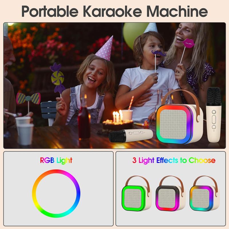 Portable Wireless Karaoke Speaker with Wireless Microphone,HIFI Stereo Sound KTV Speaker System,Wireless Speaker with RGB LED Lights,modified voice,Karaoke Machine for Outdoor,Travel, Best Gift for Home Party,Birthday Gift  speaker bluetooth Audio