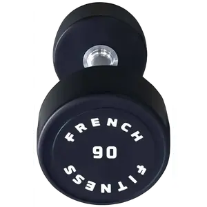 French Fitness Urethane Round Pro Style Dumbbell 90 lbs - Single (New)