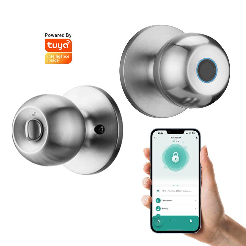 Smart Fingerprint Door Knob Keyless Entry 3-in-1 Biometric Knob Lock APP Control Bedroom Home Privacy