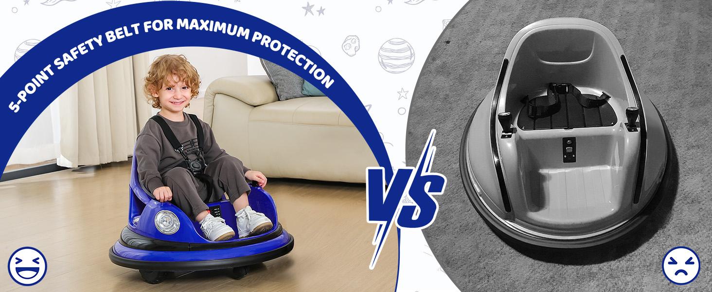 Dripex 12V Bumper Car for Toddlers, Kids Electric Ride-On Toys W/Remote, 2 Speeds, 360° Spin, LED Lights, Music & DIY Stickers, Gift for 3-6 Boys Girls