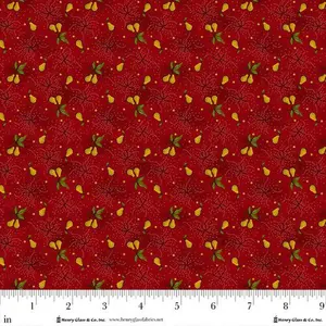 Fabric Henry Glass Cranberry Pear Orchard Baubles & Balsam by the Quarter Yard 983-88