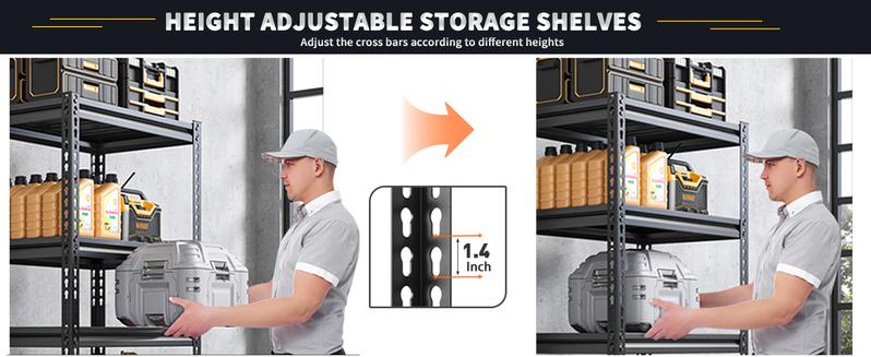 Raybee Furniture  5-Tier Metal Garage Shelving, Loading 2000-2500LBS, 72" Adjustable Heavy Duty Shelves for Storage Garage Shelf Industrial Shelving