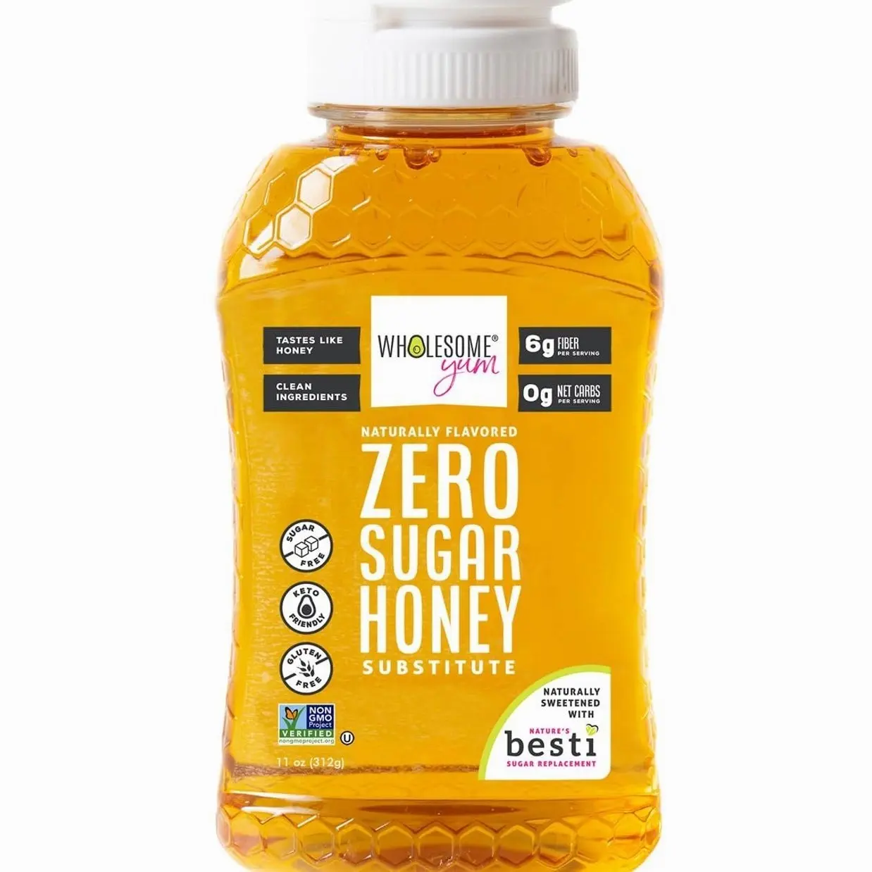 Wholesome Yum Zero Sugar Honey Substitute (Keto) - Natural Sugar Free Honey Alternative With Monk Fruit & Allulose - Zero Net Carbs, Non GMO, Gluten Free, No Aftertaste (11 oz)undefined