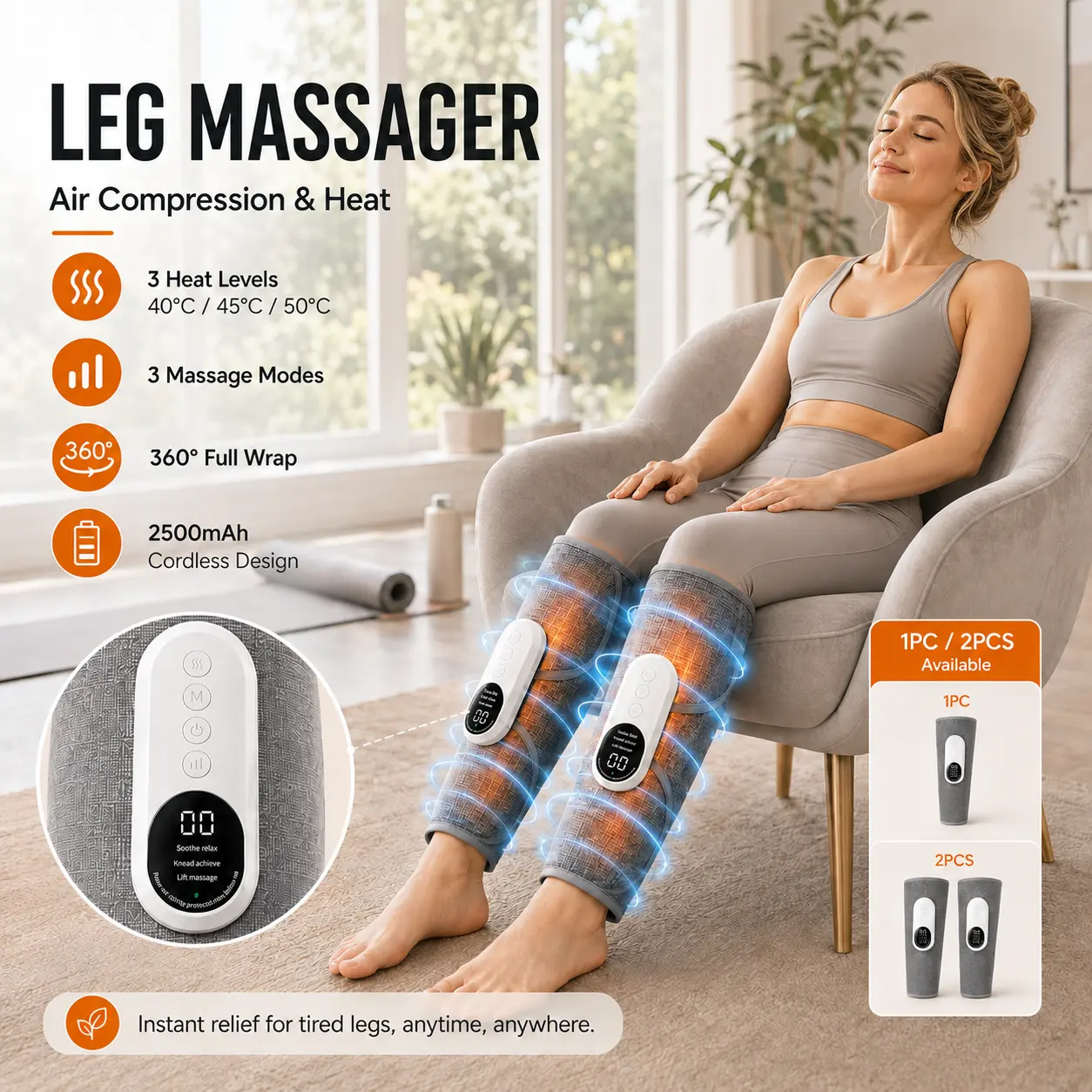 AERLANG Leg Massager for Circulation and Pain Relief, Calf Air Compression Massager with Heat, Leg Massager with 3 Intensities, 3 Modes, Easy to use, Muscle Relaxation, Gifts,back to school,back to school haul