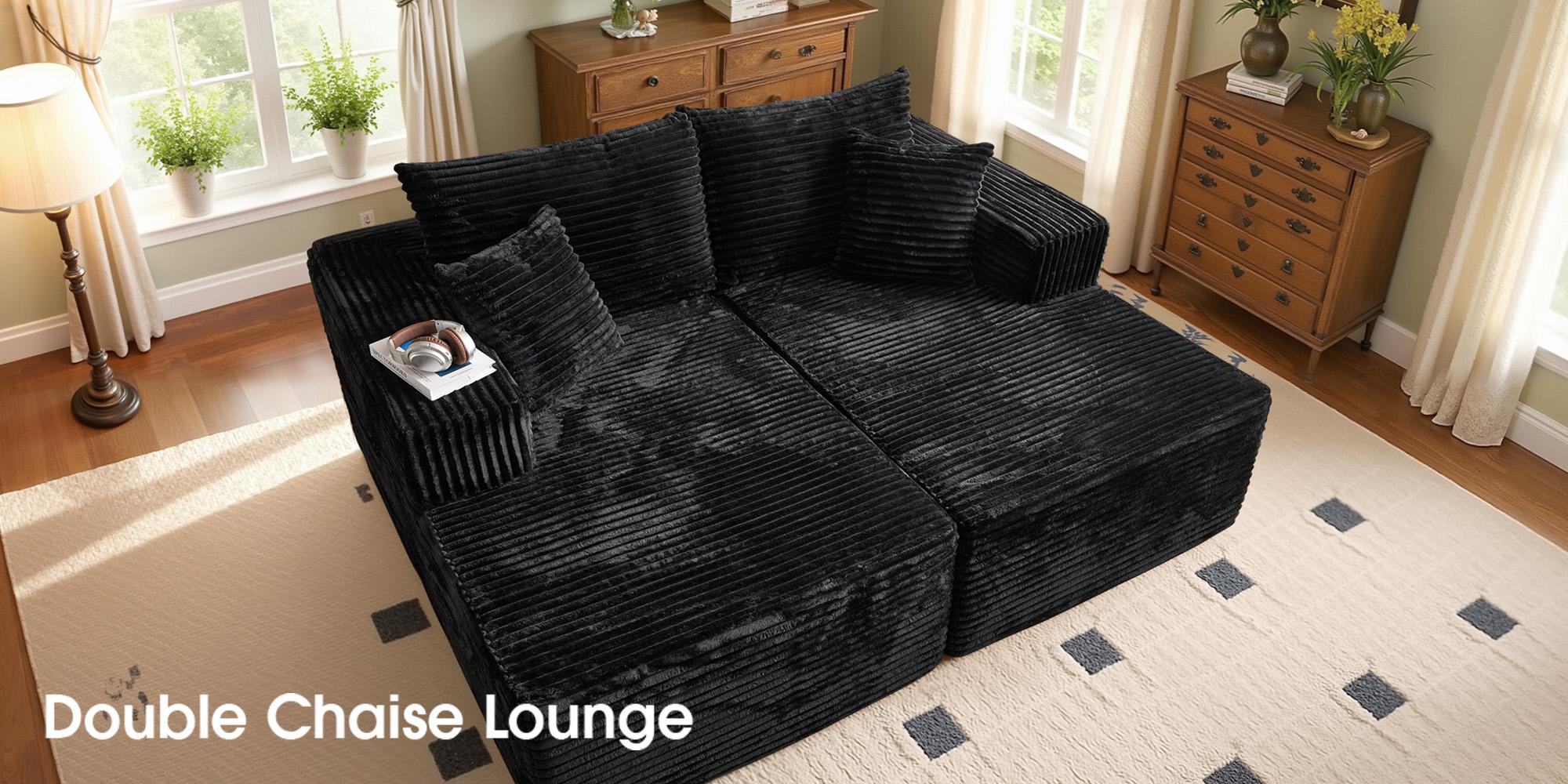 【2 Packages Shipping】Ovios 75" Oversized Sectional Double Lounge Chaise with Cloud Plush Sofa Bed, Boneless Couch No Assembly Required, Fluffy Modern Sleeper Loveseat Chair for Indoor Living Room Bedroom Movie 【2 Packages Shipping】Ovios 75" Oversized Sectional Double Lounge Chaise with Cloud Plush Sofa Bed, Boneless Couch No Assembly Required, Fluffy Modern Sleeper Loveseat Chair for Indoor Living Room Bedroom Movie