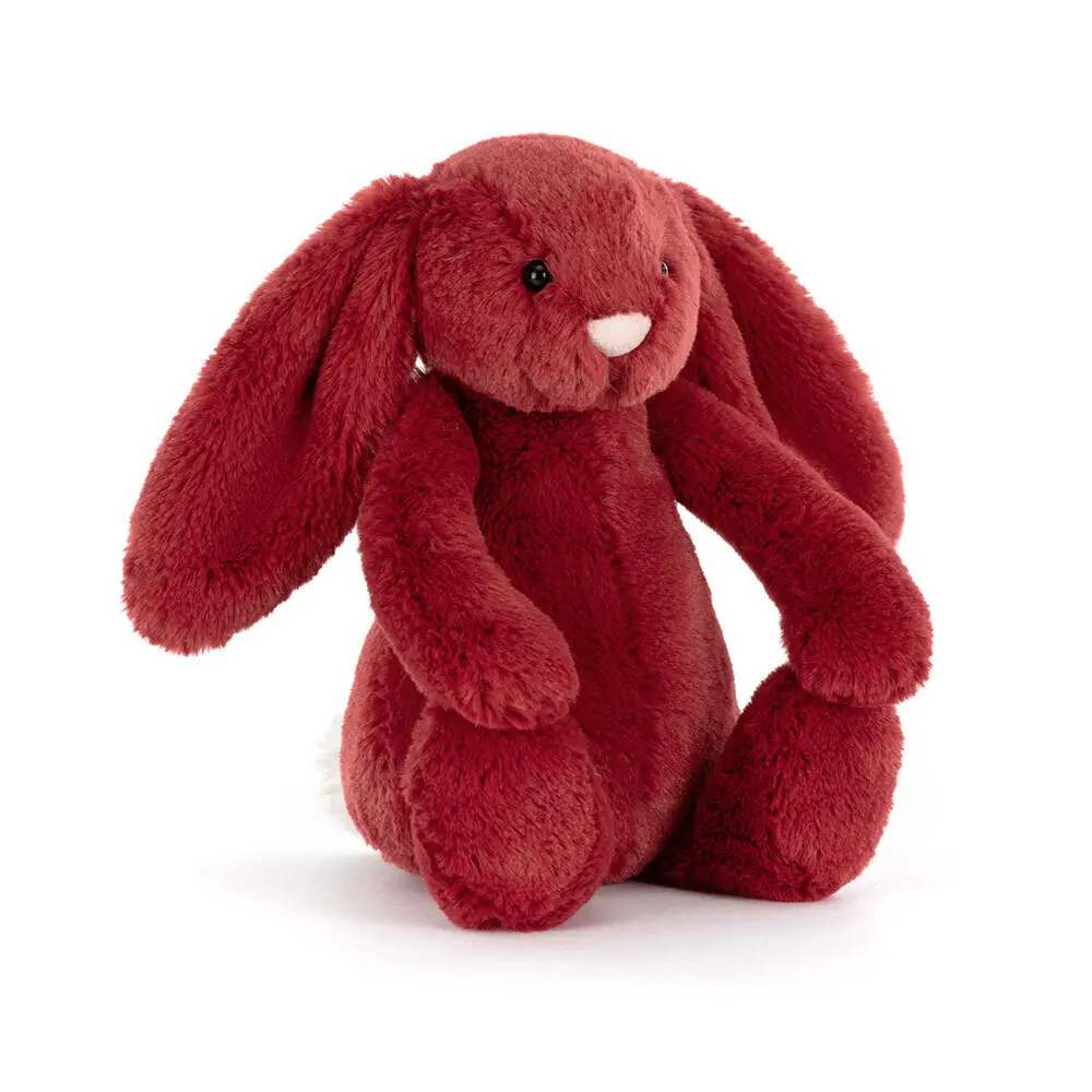 Burgundy Red Bunny Plush, Soft Long Ear Stuffed Animal, Cute Room Decor, Christmas Valentine Birthday Gift for Her, Keychains